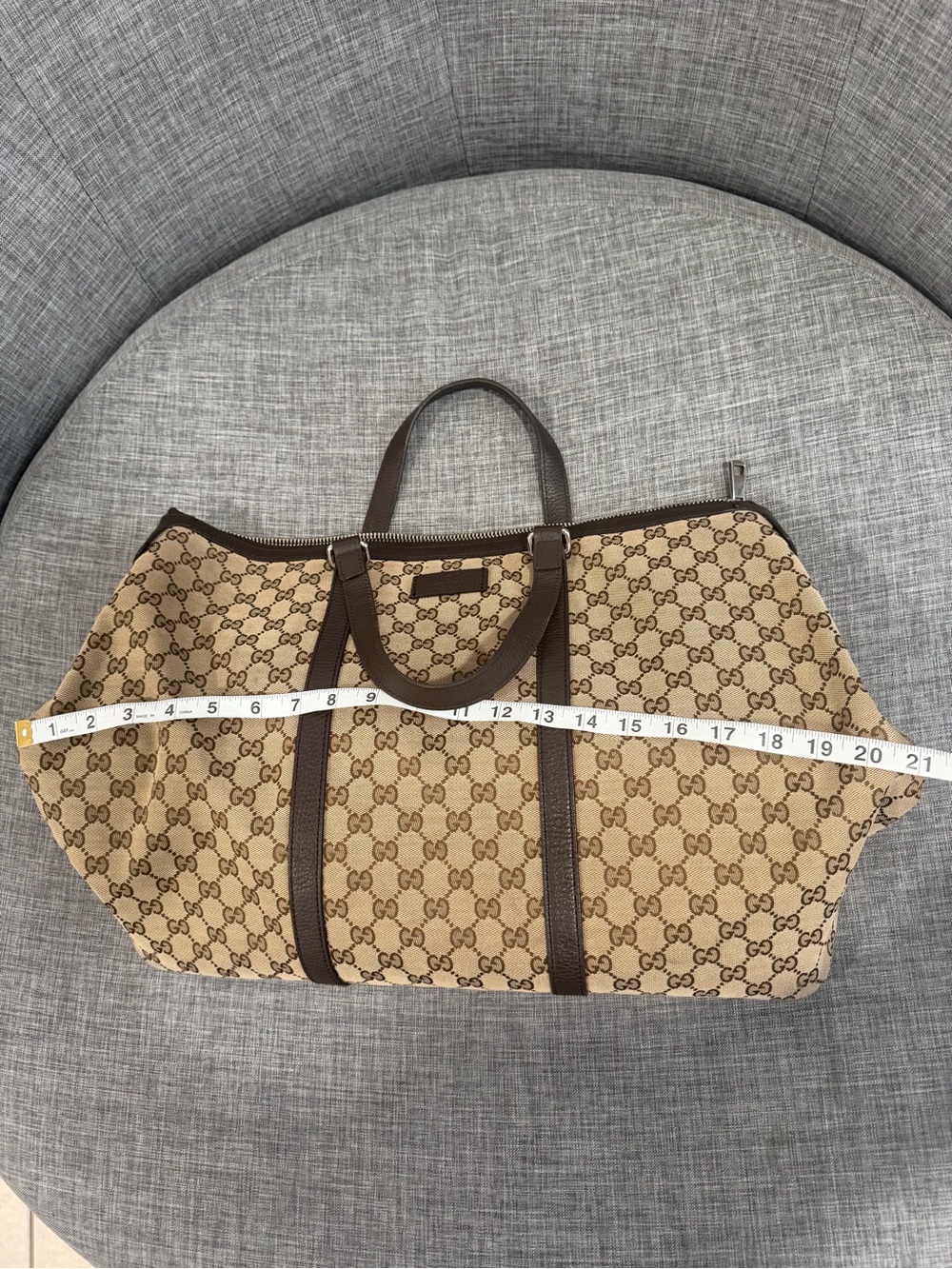Gucci Brown GG Supreme Canvas Duffel Bag - Picture 9 of 11